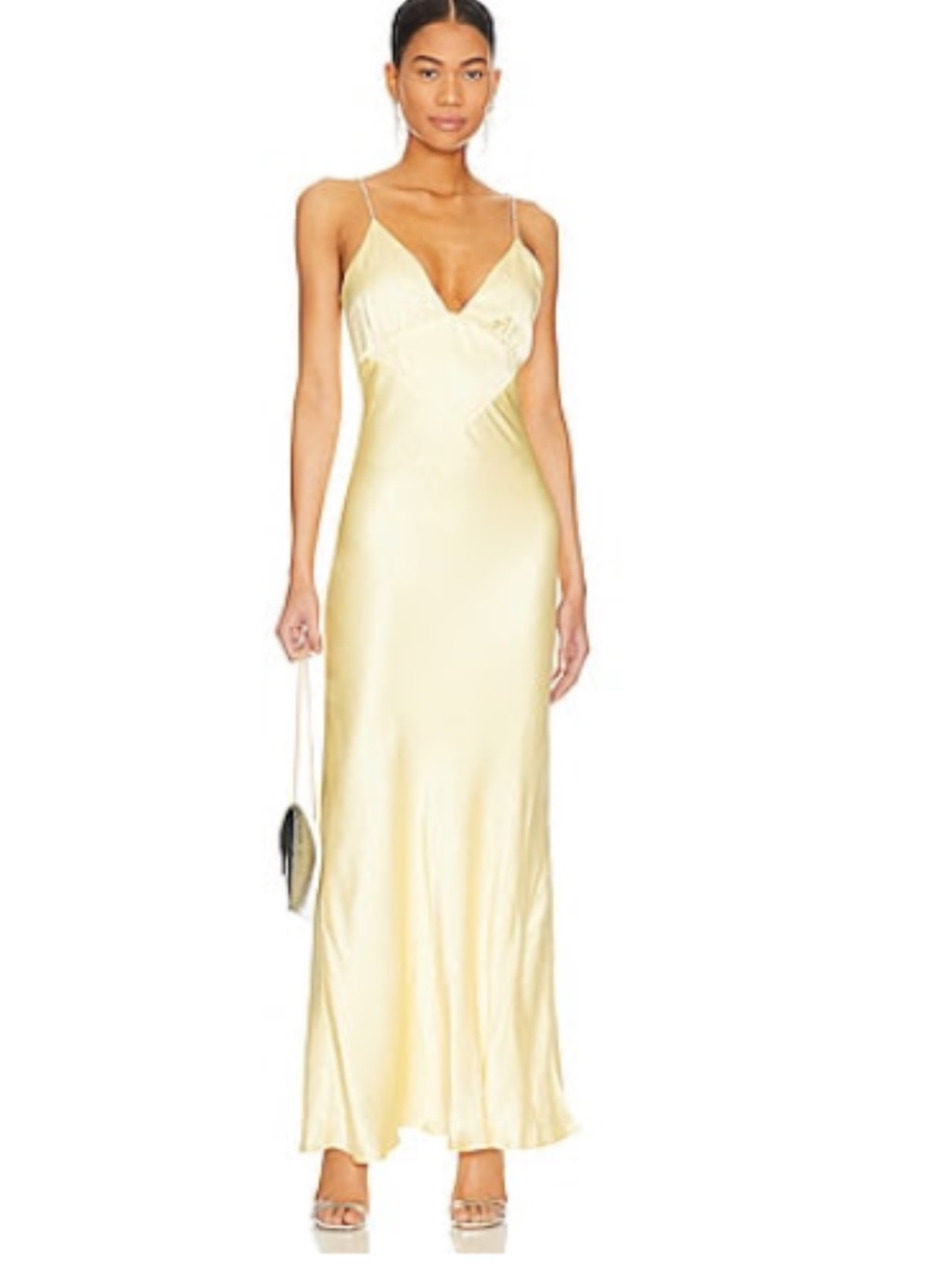 Revolve Bardot Capri Diamonte Slip Dress In Canary Yellow